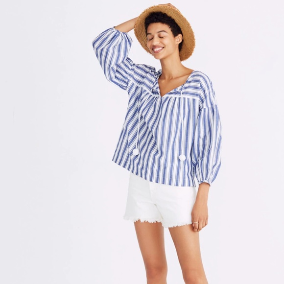 Madewell Tops - Madewell Peasant Top in Shea Stripe